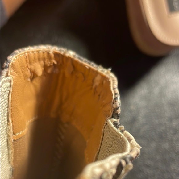 Qupid Tan and Black Ankle Boots with Snakeskin Print - Picture 6 of 6
